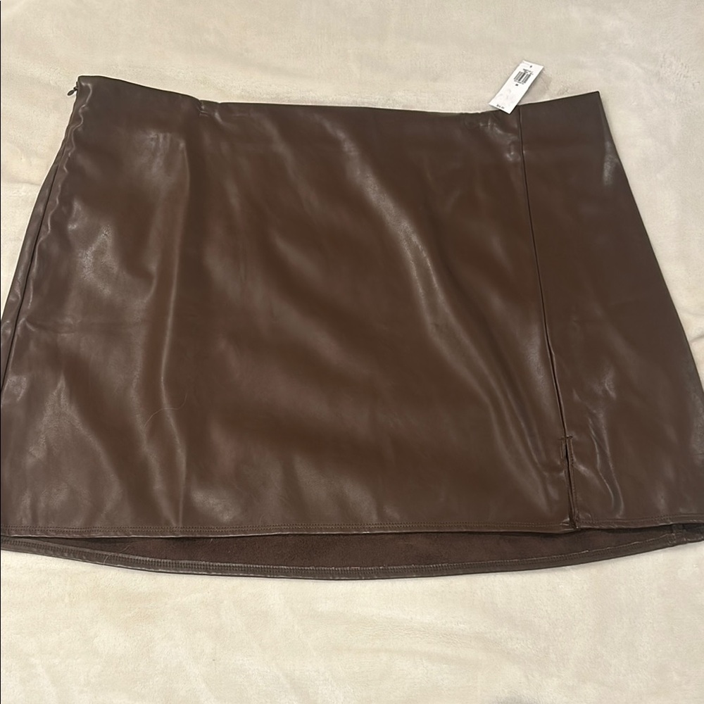 Old Navy Brown Mini Faux Leather Skirt